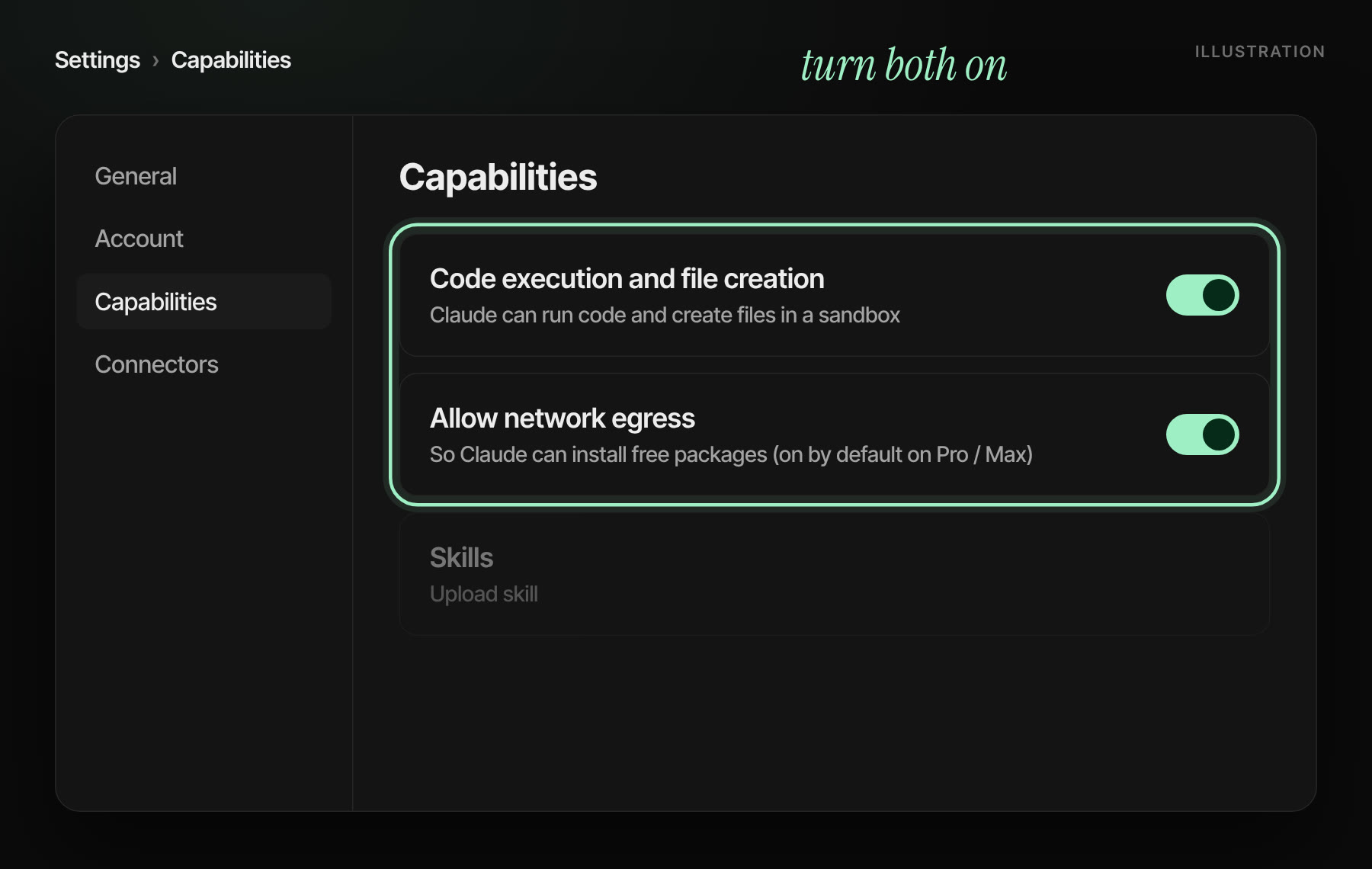 Turn on code execution
