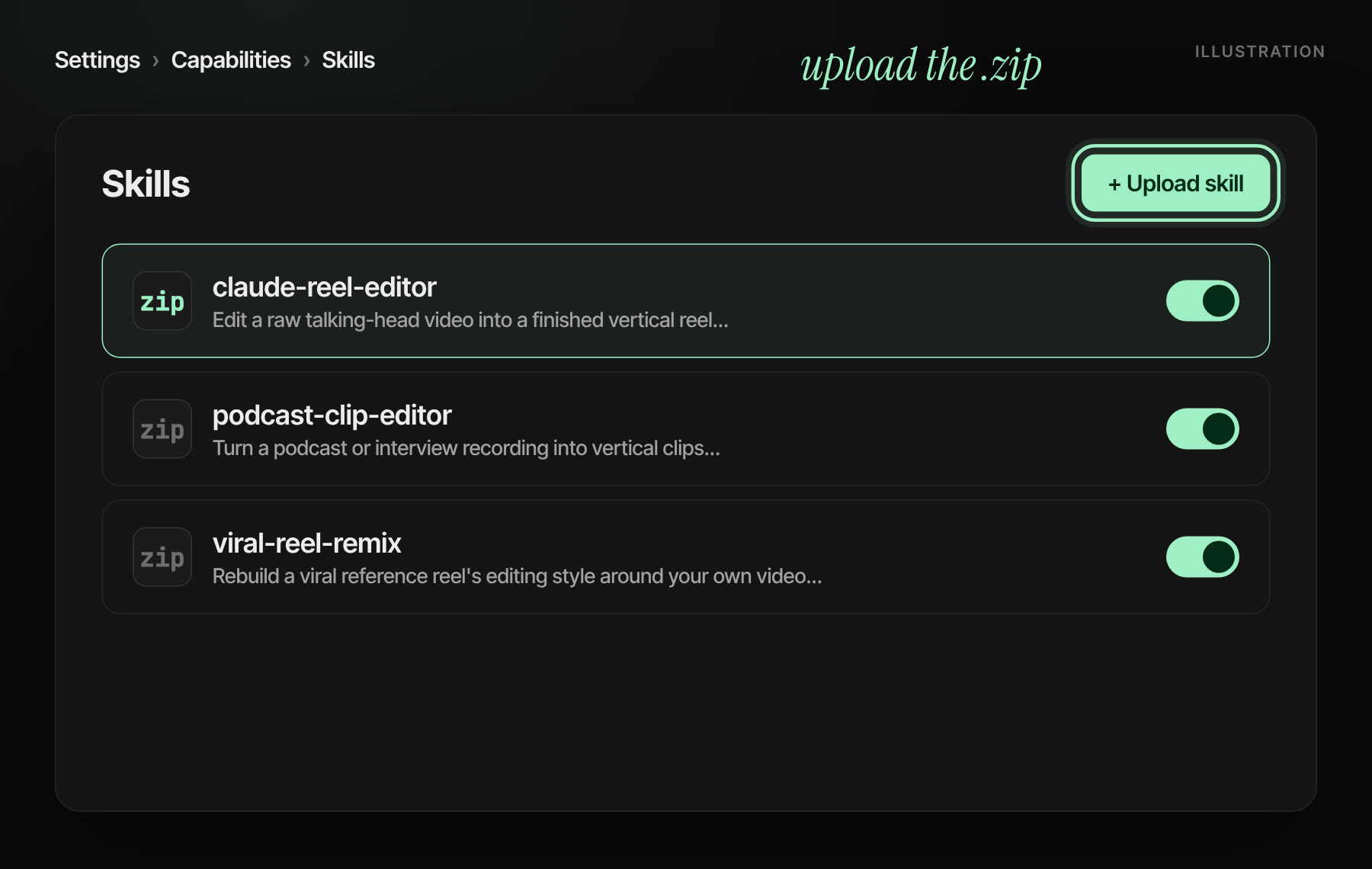 Upload the skill