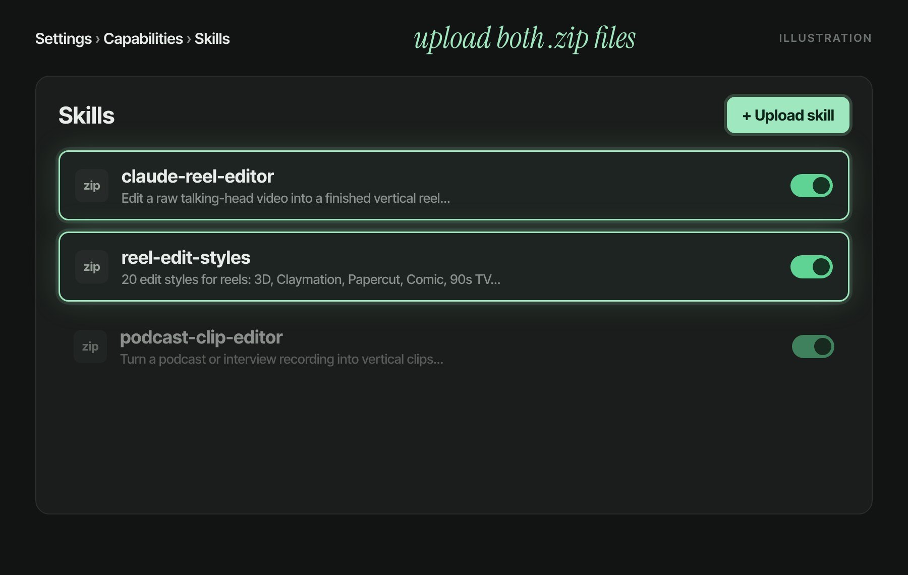 Upload both skills